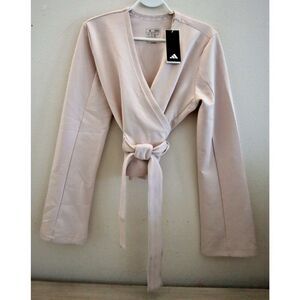Adidas IS2987 Women's Sz M Putty Mauve/Pink Yoga Cover-Up Sweatshirt $65